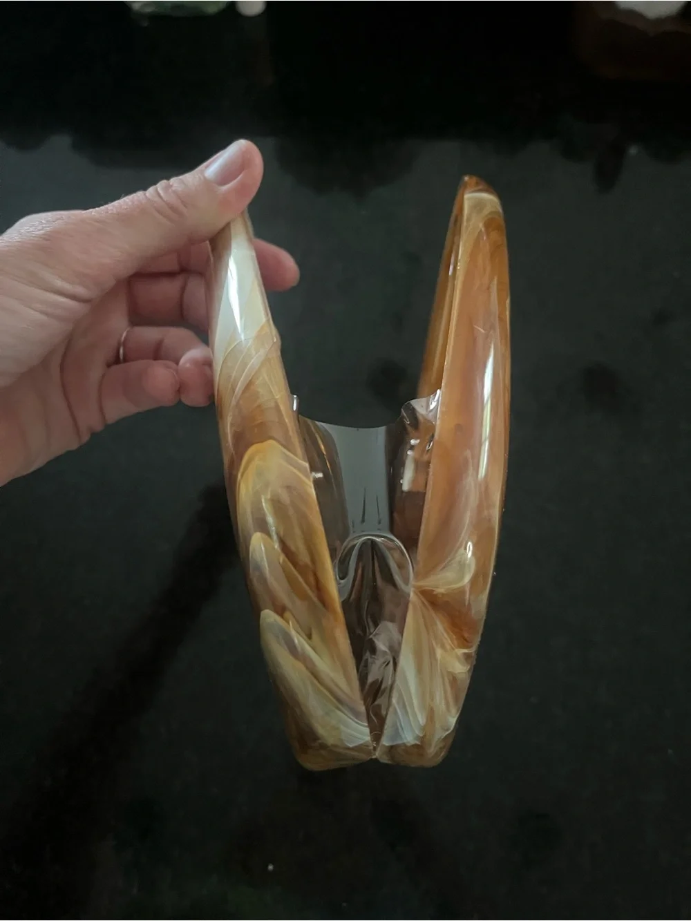 Target A New Day Acrylic Crescent Marble Minaudiere Clutch - Brown